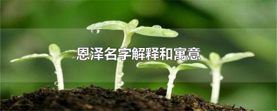 ​恩泽名字解释和寓意