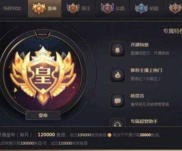 开通斗鱼皇帝需要多少钱 一个月就要12万，开通的都是些什么人