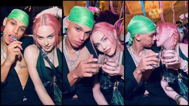 64岁麦当娜和23岁男友搂脖自拍 竟没有“奶孙”感