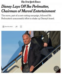 ​高层大地震！迪士尼解雇漫威娱乐董事长