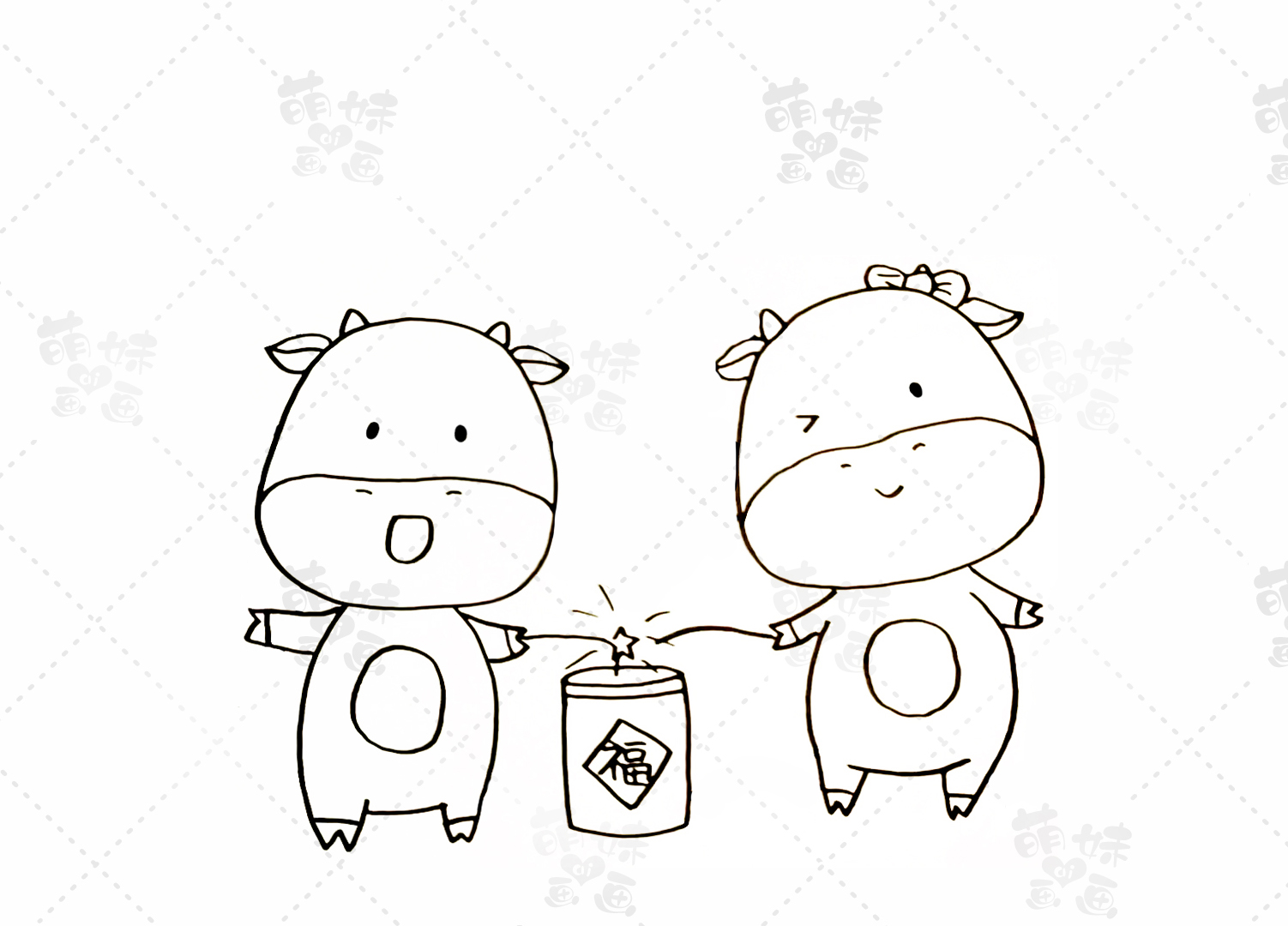 春节元素的简笔画（5款不同难度的春节主题画）