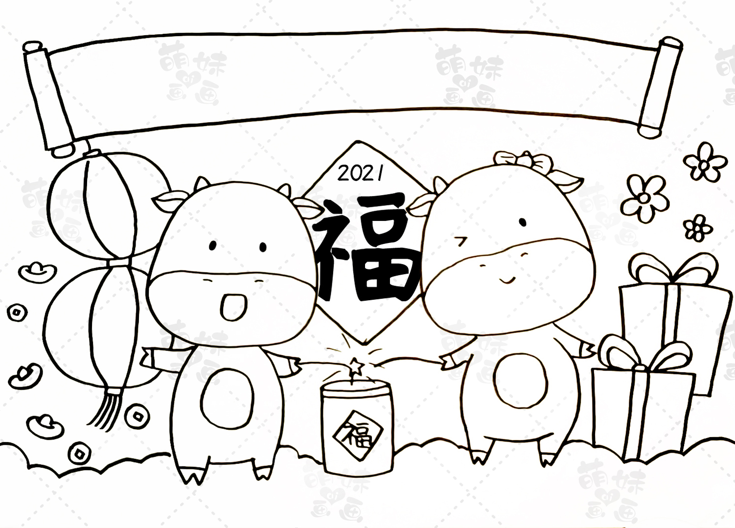 春节元素的简笔画（5款不同难度的春节主题画）