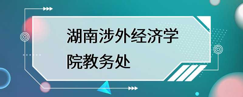 湖南涉外经济学院教务处