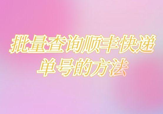 顺丰快递单号查询