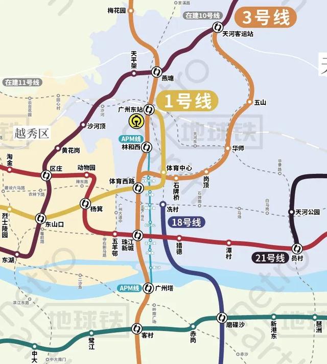 最新开通的广州地铁线路图（广州轨道交通运营）(9)