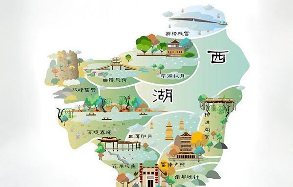 西湖十景水墨画简单,西湖十景是由水墨画的提名而来的吗图4