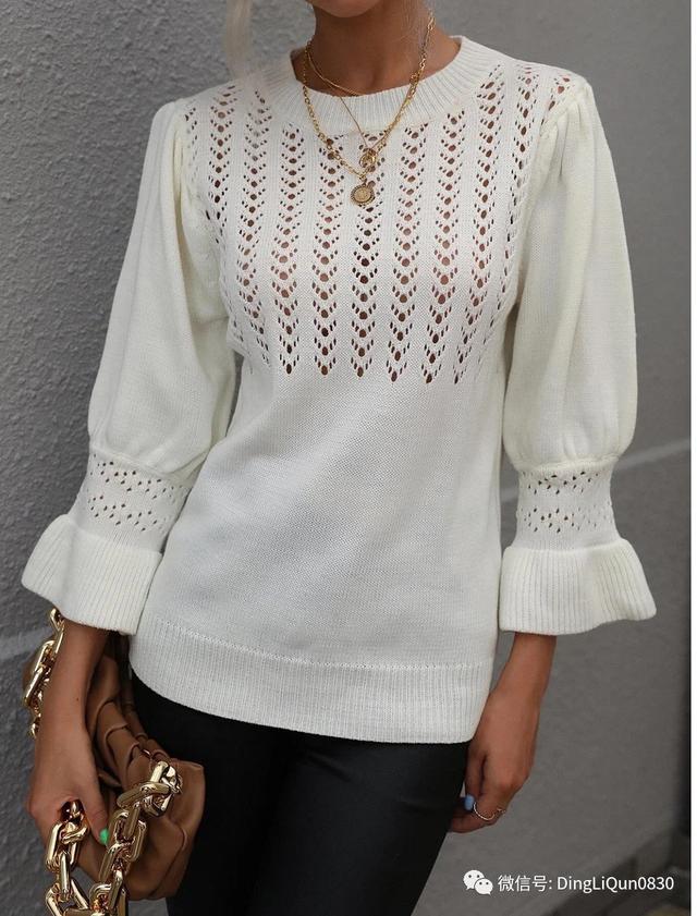 长袖针织衫搭衬衫（10款别致的针织衬衫）(10)