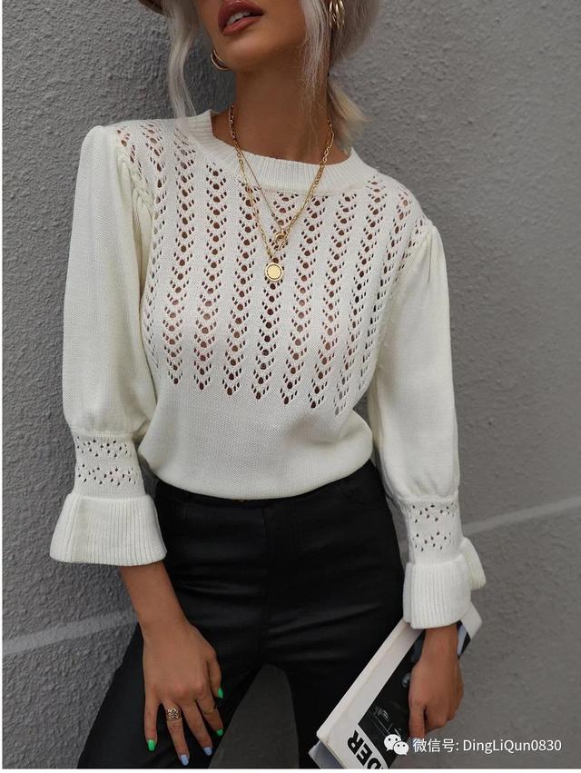 长袖针织衫搭衬衫（10款别致的针织衬衫）(9)