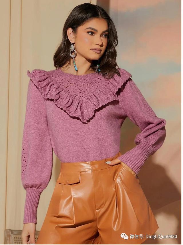 长袖针织衫搭衬衫（10款别致的针织衬衫）(12)