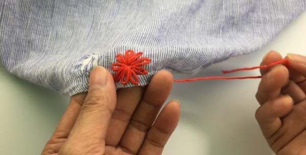 怎么补衣服破洞看不出来,衣服破大洞修补针法图解图5