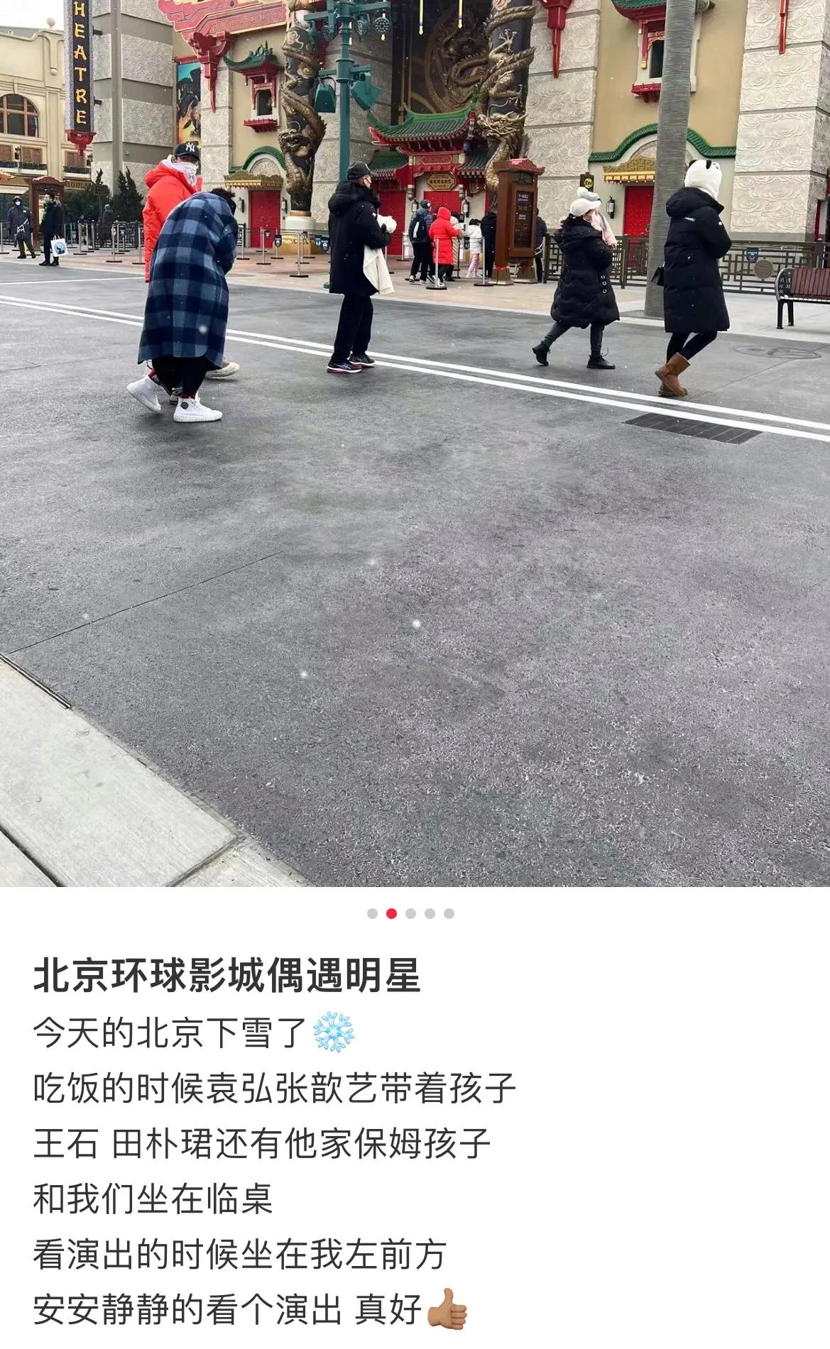 袁弘王石两家带娃出游，张歆艺一家三口互动有爱，田朴珺只负责美
