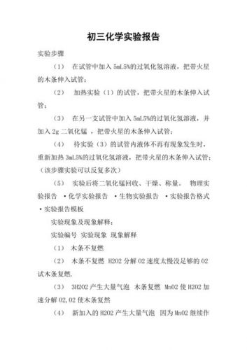 初三化学实验报告单大全(初三化学实验报告范文)-第1张图片-