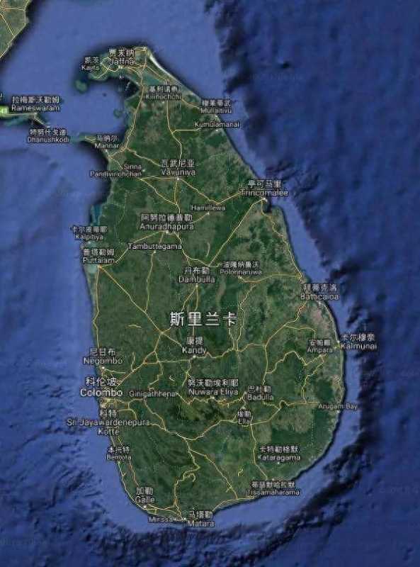 斯里兰卡地图(印度洋的眼泪)