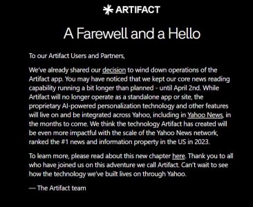 ​雅虎收购 Artifact，将 AI 技术融入旗下产品
