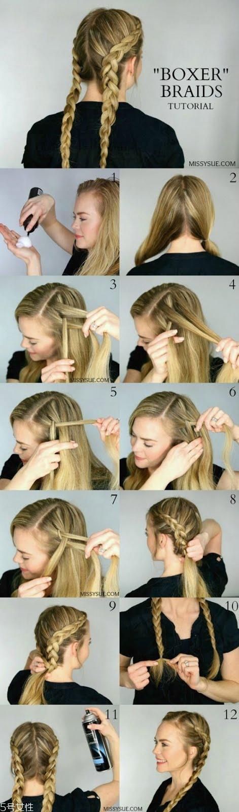 拳击辫子编法图解 拳击辫分步骤图片 拳击辫子编法图解 拳击辫分步骤图片