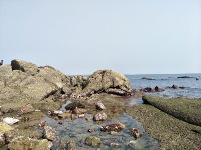 ​退潮后的日照第三海水浴场，风景美如画，第一次见这样的海边