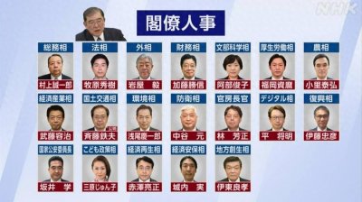 ​石破茂新内阁名单公布，13人首次入阁