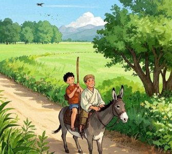 ​民间小故事，父子与驴